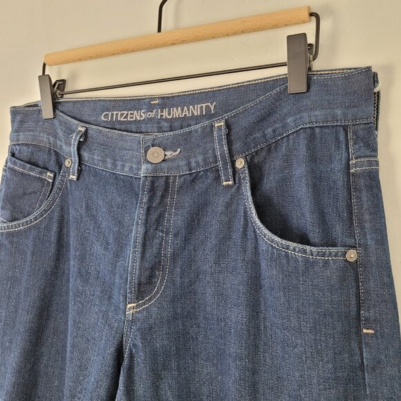 Citizens Of Humanity Jeans Straight Leg Crop Low Rise Dark Wash Blue Size 28 - Picture 7 of 14